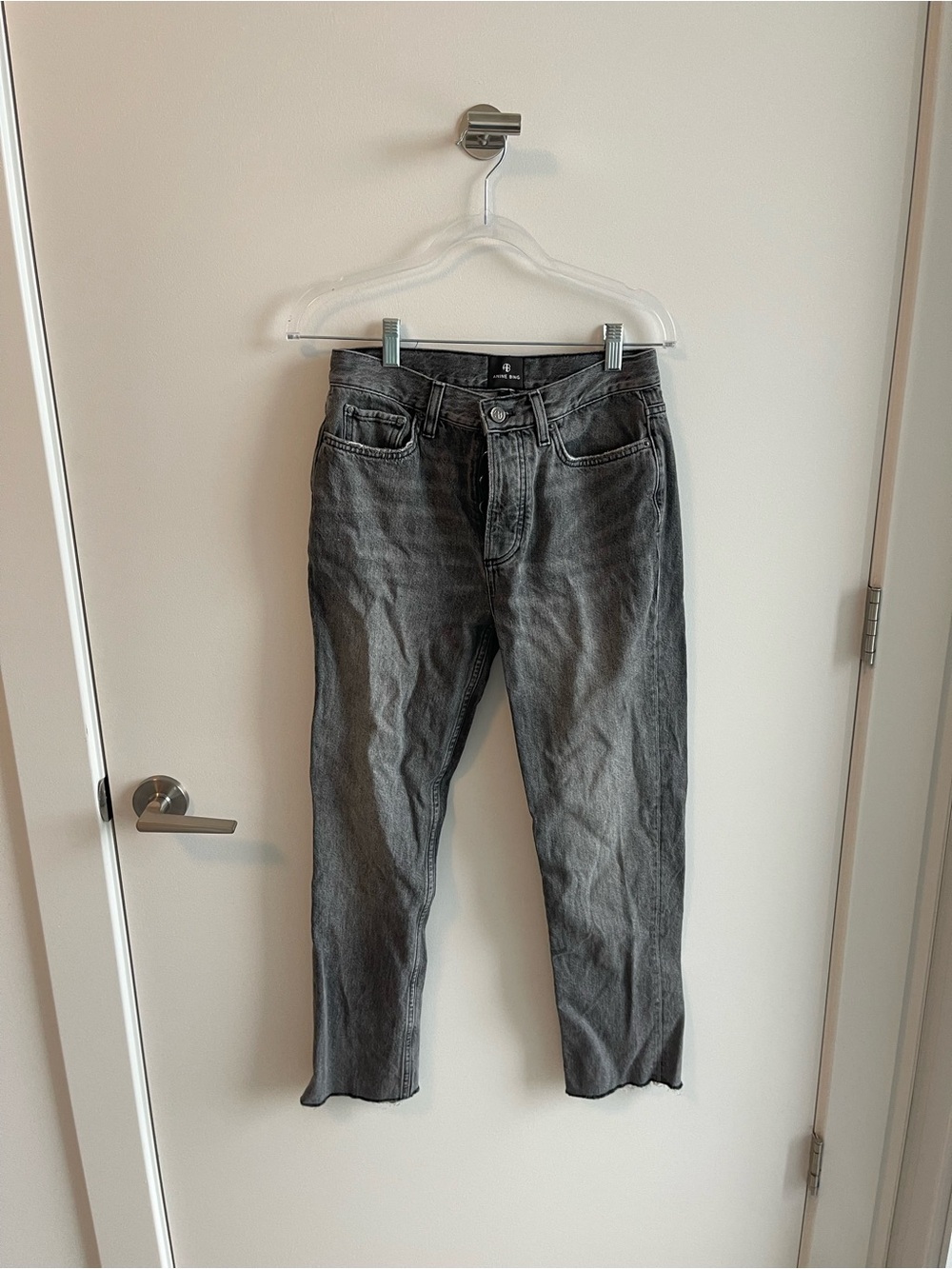 Anine Bing Grey Jeans Raw Hem